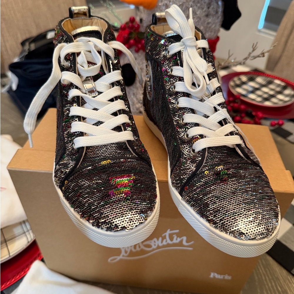 Christian Louboutin Glitter High-Top Sneakers